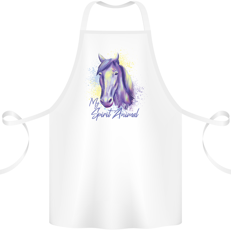 Horse Is My Spiritual Animal Equestrian Cotton Apron 100% Organic White
