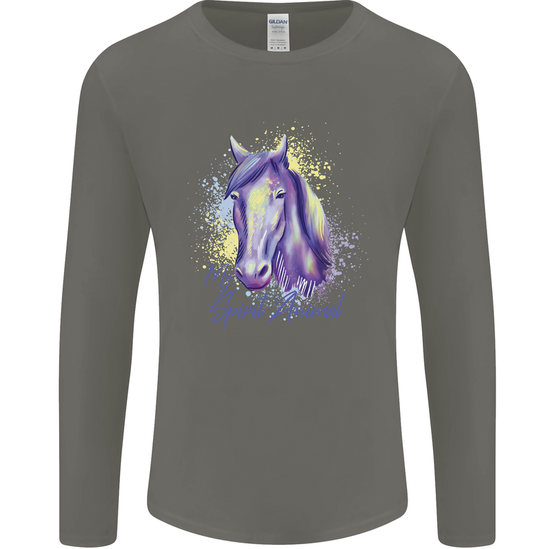 Horse Is My Spiritual Animal Equestrian Mens Long Sleeve T-Shirt Charcoal