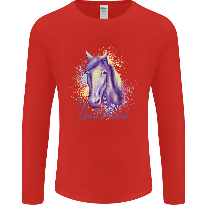 Horse Is My Spiritual Animal Equestrian Mens Long Sleeve T-Shirt Red