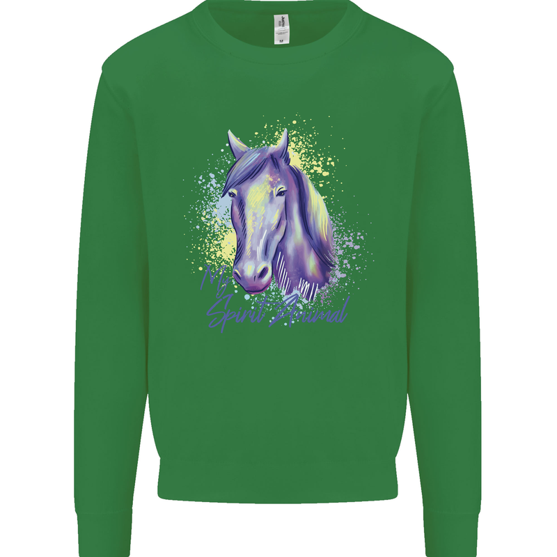 Horse Is My Spiritual Animal Equestrian Mens Sweatshirt Jumper Irish Green