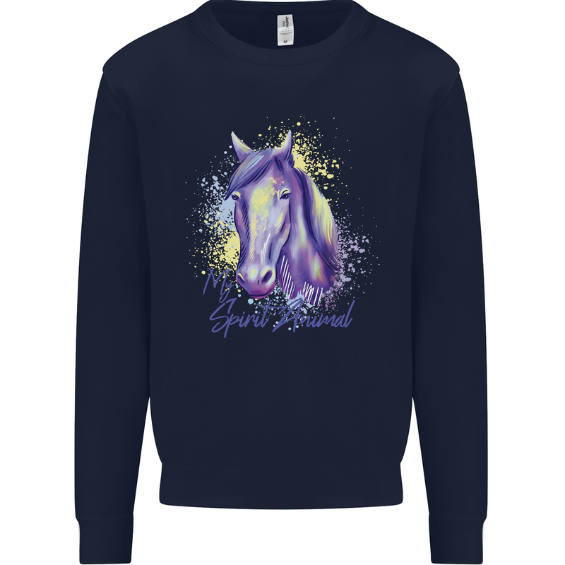 Horse Is My Spiritual Animal Equestrian Mens Sweatshirt Jumper Navy Blue