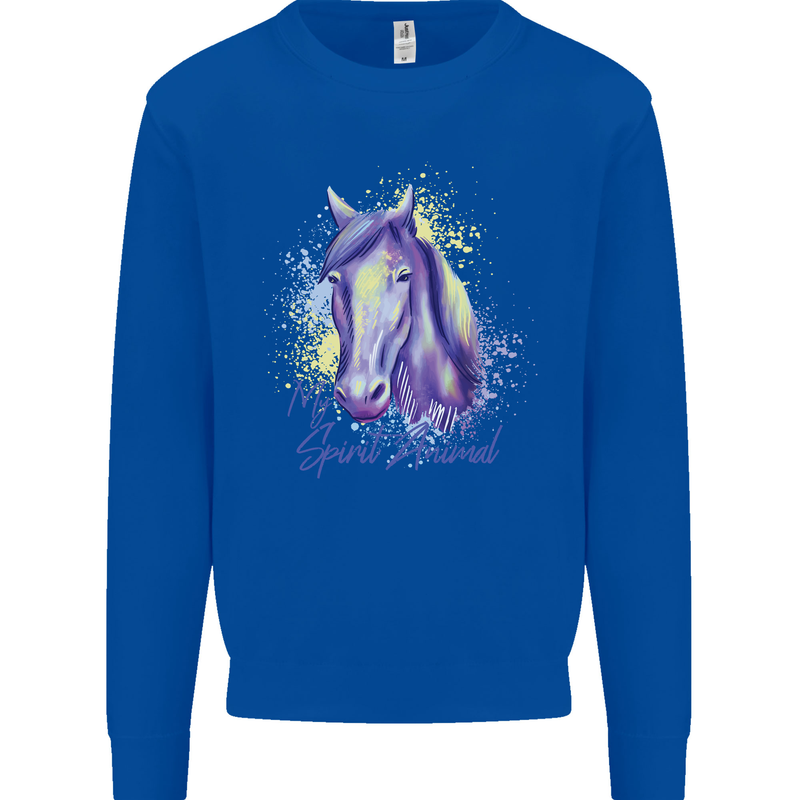 Horse Is My Spiritual Animal Equestrian Mens Sweatshirt Jumper Royal Blue