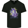 Horse Is My Spiritual Animal Equestrian Mens V-Neck Cotton T-Shirt Black