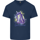 Horse Is My Spiritual Animal Equestrian Mens V-Neck Cotton T-Shirt Navy Blue