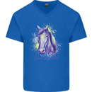 Horse Is My Spiritual Animal Equestrian Mens V-Neck Cotton T-Shirt Royal Blue
