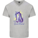 Horse Is My Spiritual Animal Equestrian Mens V-Neck Cotton T-Shirt Sports Grey
