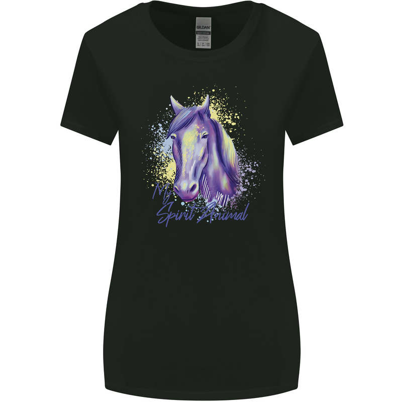 Horse Is My Spiritual Animal Equestrian Womens Wider Cut T-Shirt Black
