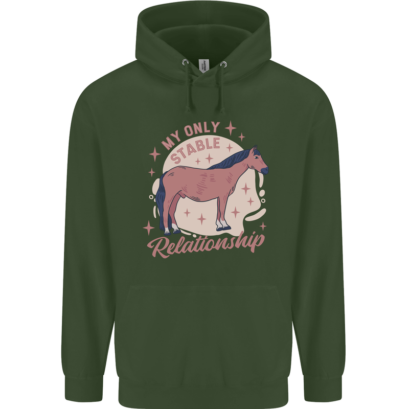 Horse My Only Stable Relationship Equestrian Childrens Kids Hoodie Forest Green