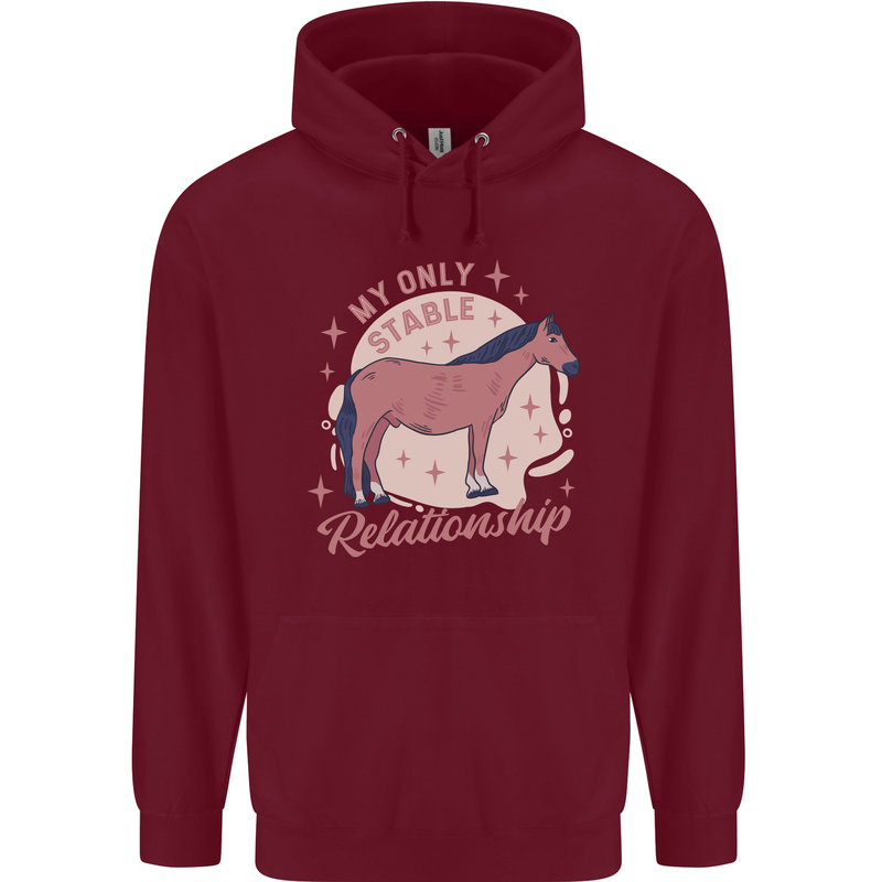 Horse My Only Stable Relationship Equestrian Childrens Kids Hoodie Maroon