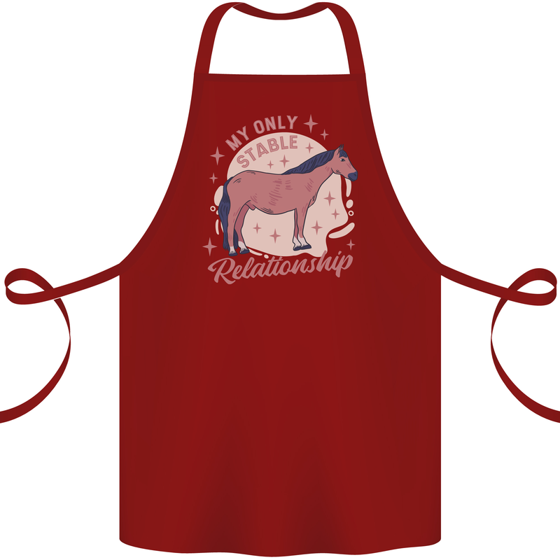 Horse My Only Stable Relationship Equestrian Cotton Apron 100% Organic Maroon