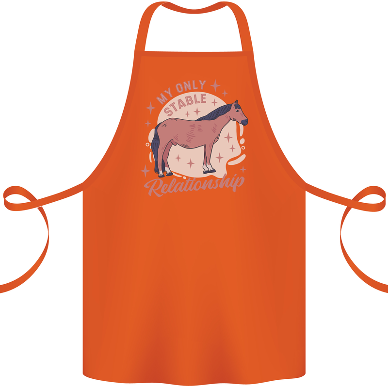 Horse My Only Stable Relationship Equestrian Cotton Apron 100% Organic Orange