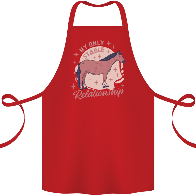 Horse My Only Stable Relationship Equestrian Cotton Apron 100% Organic Red