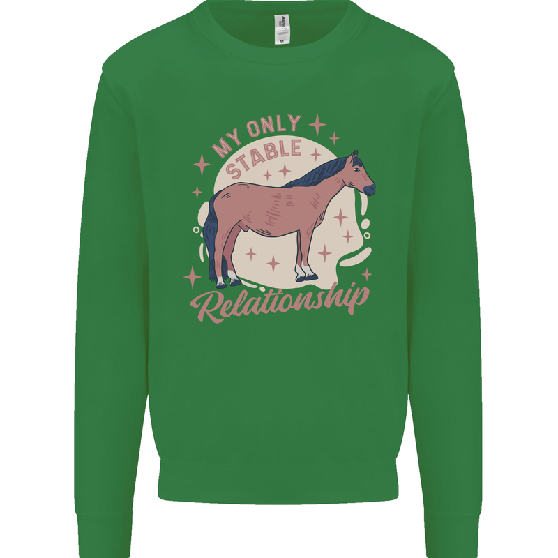 Horse My Only Stable Relationship Equestrian Kids Sweatshirt Jumper Irish Green