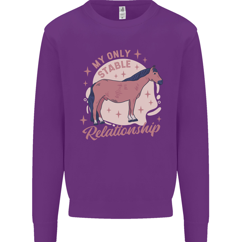 Horse My Only Stable Relationship Equestrian Kids Sweatshirt Jumper Purple