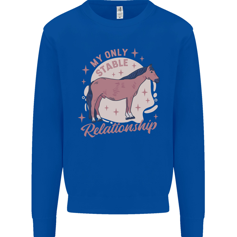 Horse My Only Stable Relationship Equestrian Kids Sweatshirt Jumper Royal Blue