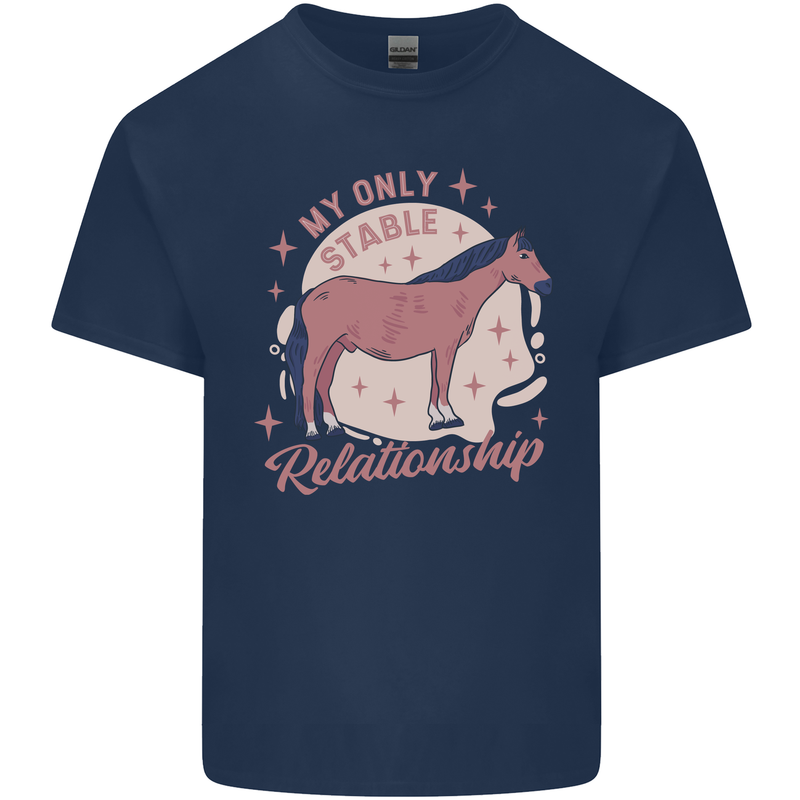 Horse My Only Stable Relationship Equestrian Mens Cotton T-Shirt Tee Top Navy Blue