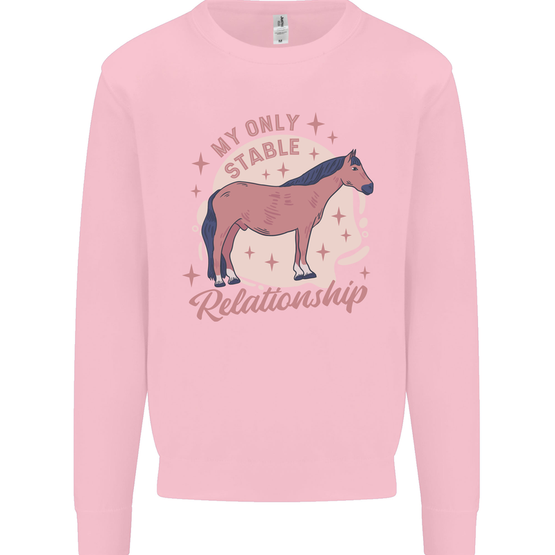 Horse My Only Stable Relationship Equestrian Mens Sweatshirt Jumper Light Pink
