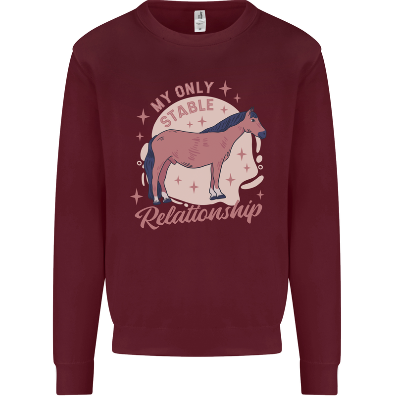 Horse My Only Stable Relationship Equestrian Mens Sweatshirt Jumper Maroon