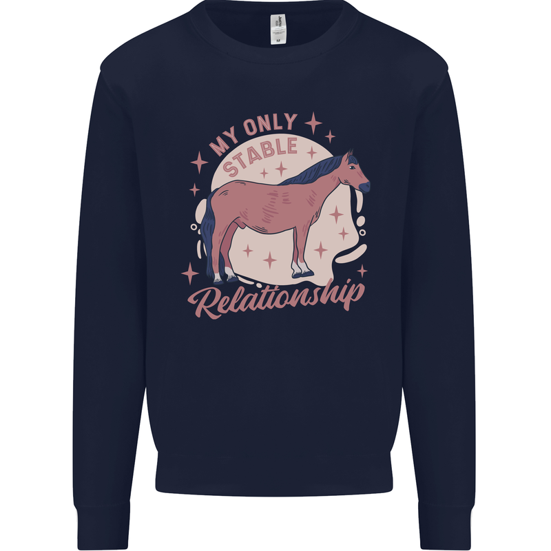 Horse My Only Stable Relationship Equestrian Mens Sweatshirt Jumper Navy Blue