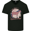Horse My Only Stable Relationship Equestrian Mens V-Neck Cotton T-Shirt Black