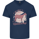 Horse My Only Stable Relationship Equestrian Mens V-Neck Cotton T-Shirt Navy Blue