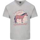 Horse My Only Stable Relationship Equestrian Mens V-Neck Cotton T-Shirt Sports Grey