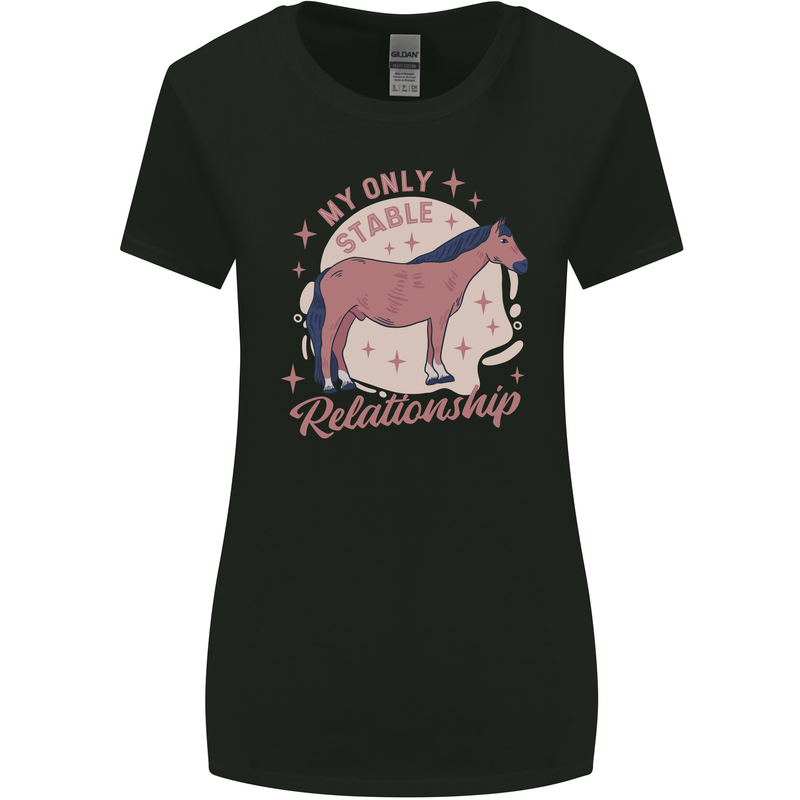 Horse My Only Stable Relationship Equestrian Womens Wider Cut T-Shirt Black