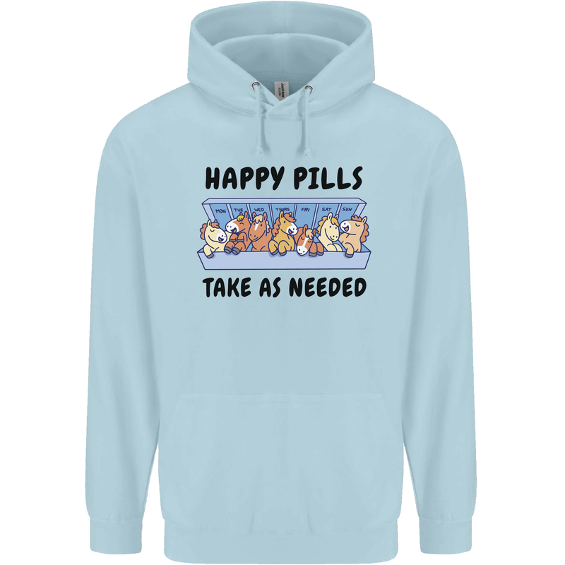 Horse Pills Funny Equestrian Childrens Kids Hoodie Light Blue