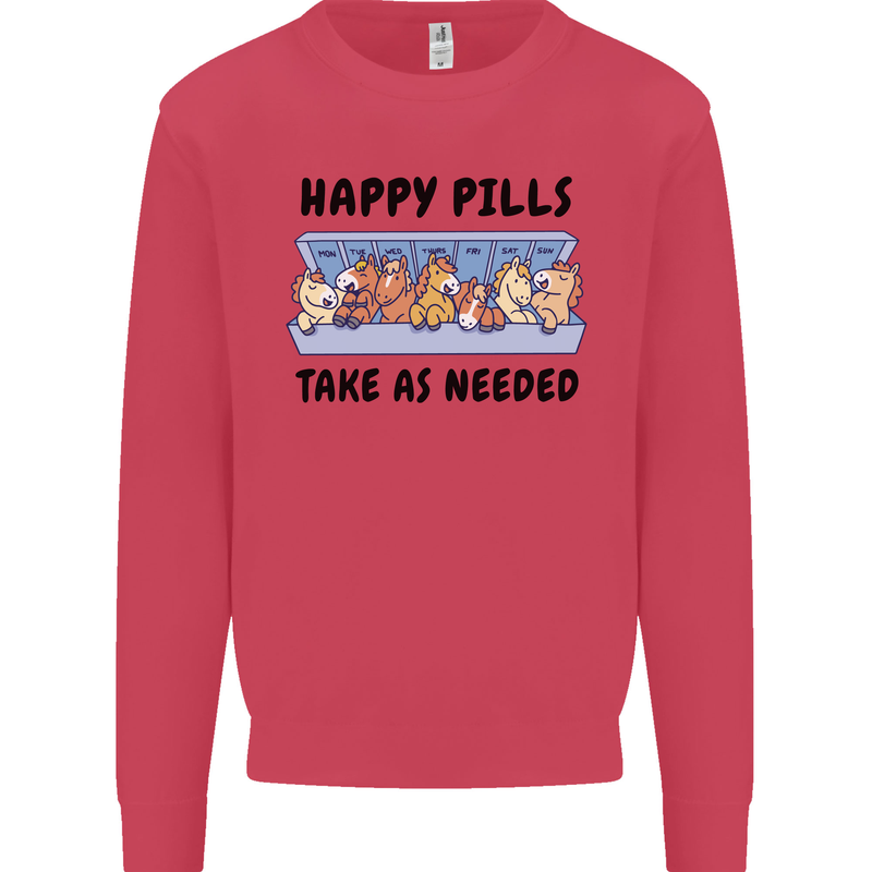 Horse Pills Funny Equestrian Kids Sweatshirt Jumper Heliconia