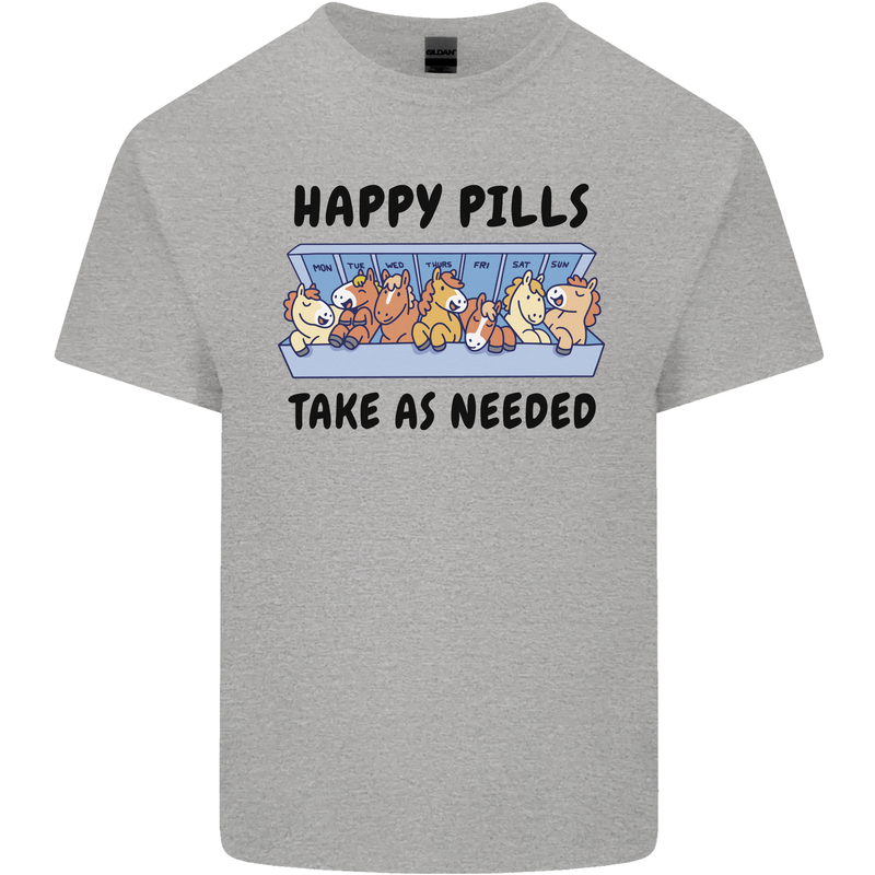 Horse Pills Funny Equestrian Kids T-Shirt Childrens Sports Grey