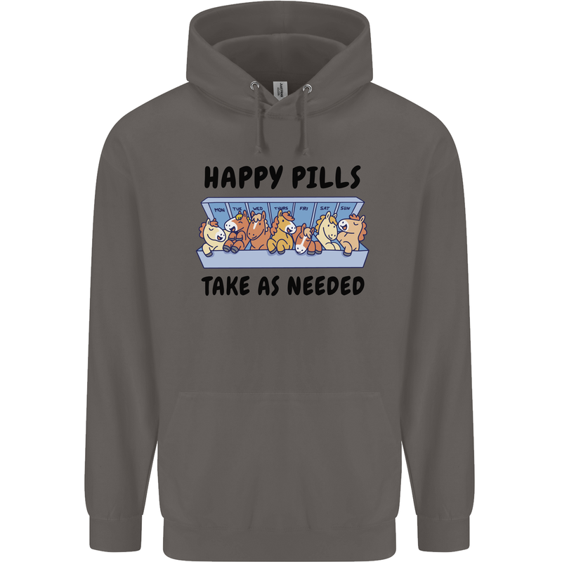 Horse Pills Funny Equestrian Mens 80% Cotton Hoodie Charcoal
