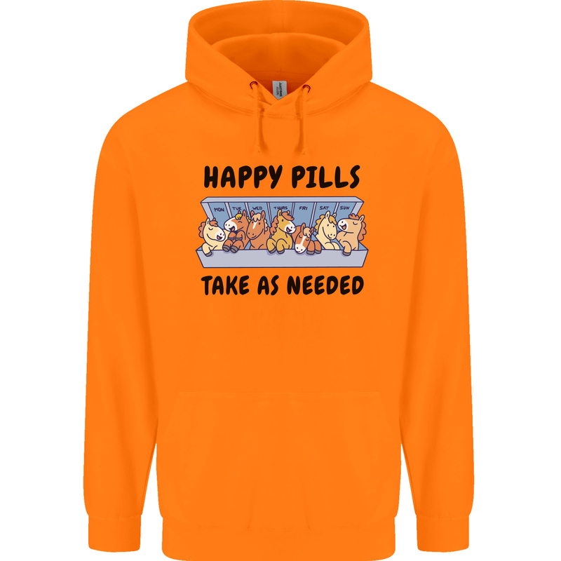 Horse Pills Funny Equestrian Mens 80% Cotton Hoodie Orange