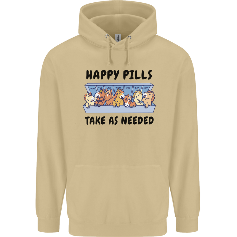 Horse Pills Funny Equestrian Mens 80% Cotton Hoodie Sand
