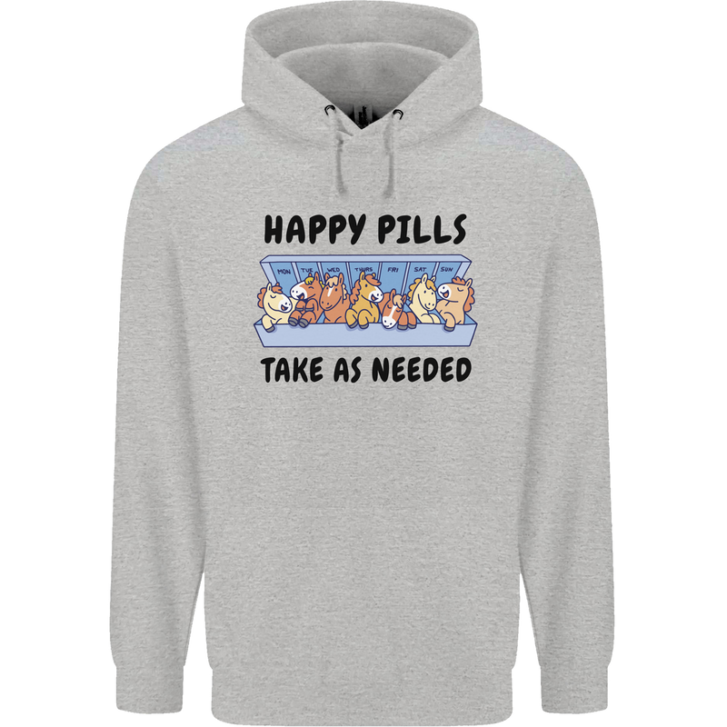 Horse Pills Funny Equestrian Mens 80% Cotton Hoodie Sports Grey