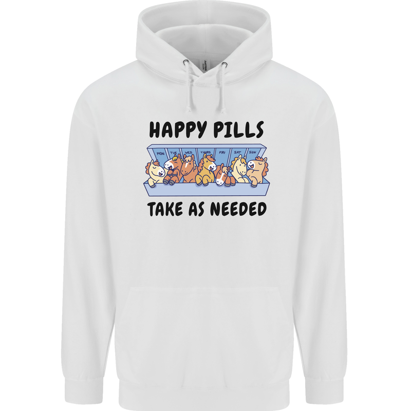 Horse Pills Funny Equestrian Mens 80% Cotton Hoodie White