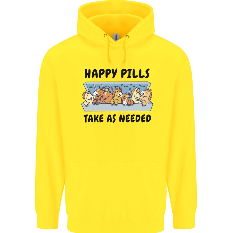 Horse Pills Funny Equestrian Mens 80% Cotton Hoodie Yellow