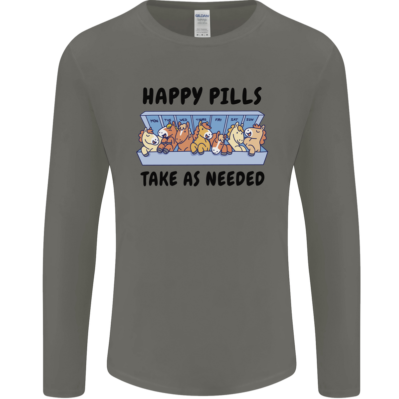 Horse Pills Funny Equestrian Mens Long Sleeve T-Shirt Charcoal