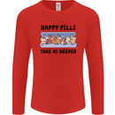 Horse Pills Funny Equestrian Mens Long Sleeve T-Shirt Red