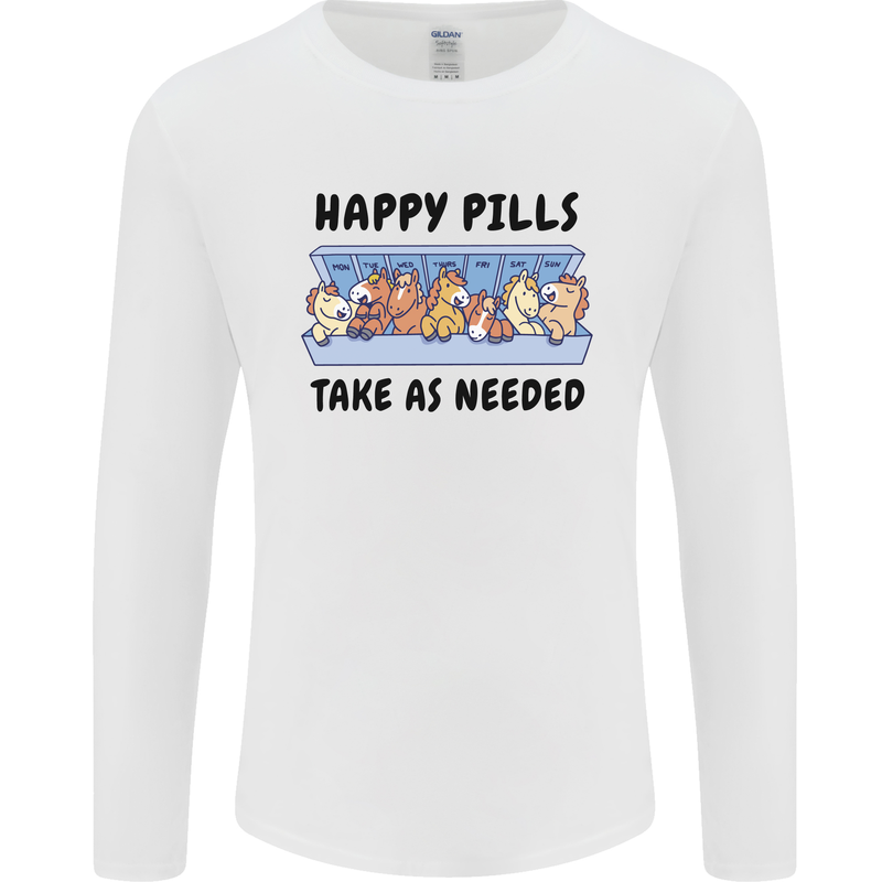 Horse Pills Funny Equestrian Mens Long Sleeve T-Shirt White