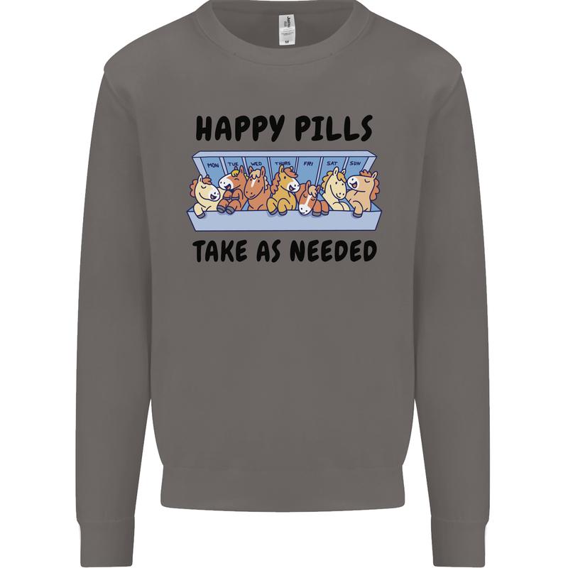 Horse Pills Funny Equestrian Mens Sweatshirt Jumper Charcoal