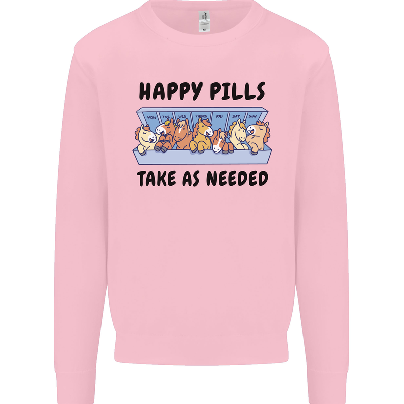 Horse Pills Funny Equestrian Mens Sweatshirt Jumper Light Pink