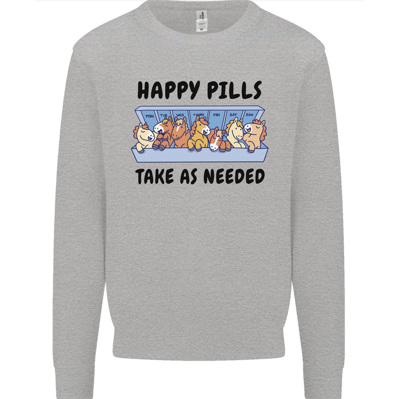 Horse Pills Funny Equestrian Mens Sweatshirt Jumper Sports Grey