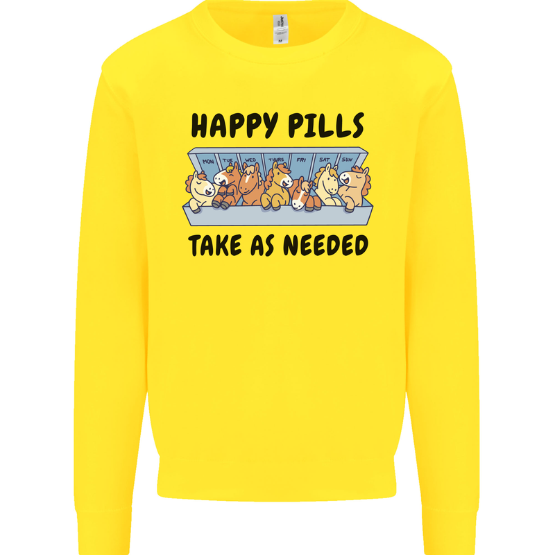 Horse Pills Funny Equestrian Mens Sweatshirt Jumper Yellow