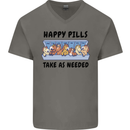 Horse Pills Funny Equestrian Mens V-Neck Cotton T-Shirt Charcoal