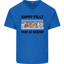 Horse Pills Funny Equestrian Mens V-Neck Cotton T-Shirt Royal Blue