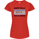 Horse Pills Funny Equestrian Womens Petite Cut T-Shirt Red