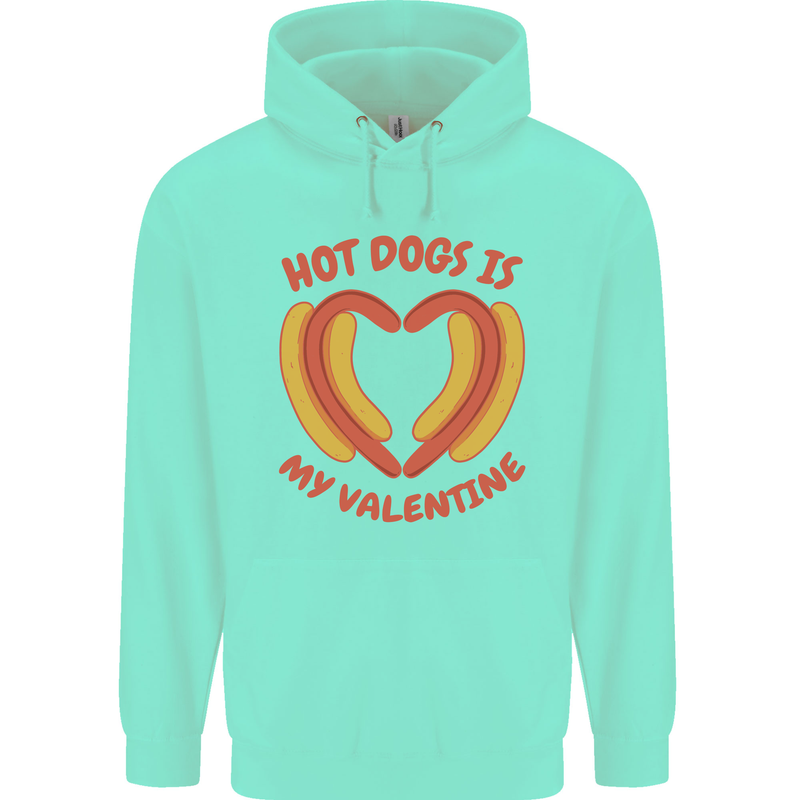 Hot Dog Anti Valentines Day Single Funny Childrens Kids Hoodie Peppermint
