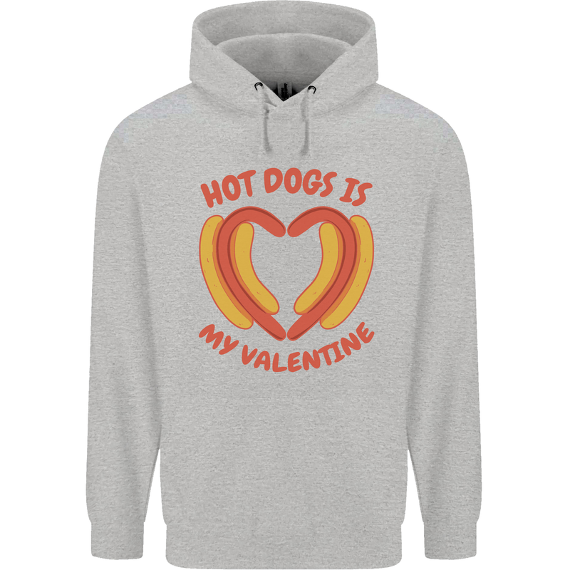 Hot Dog Anti Valentines Day Single Funny Childrens Kids Hoodie Sports Grey