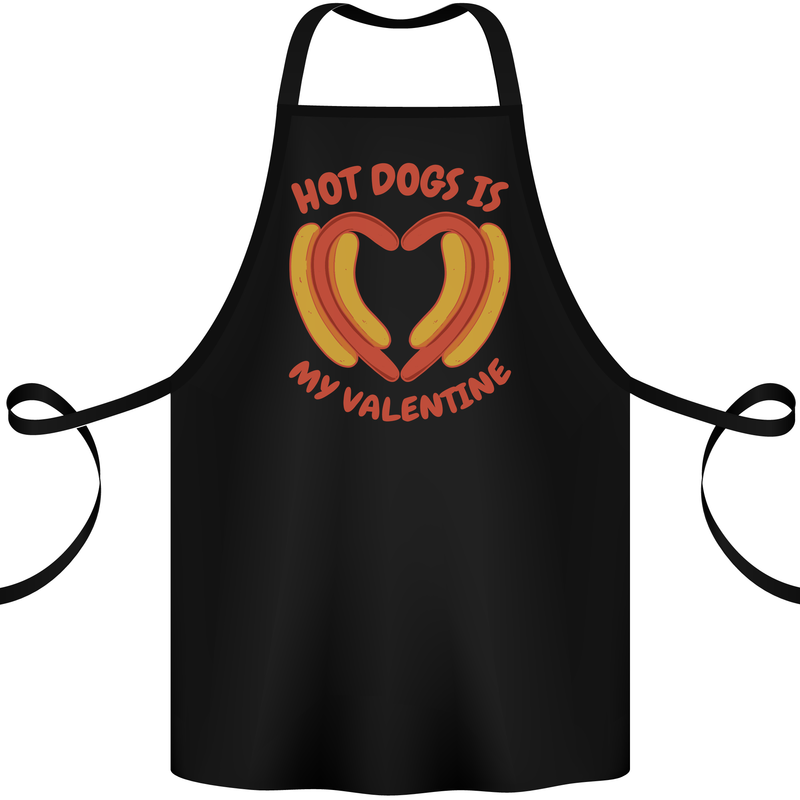 Hot Dog Anti Valentines Day Single Funny Cotton Apron 100% Organic Black