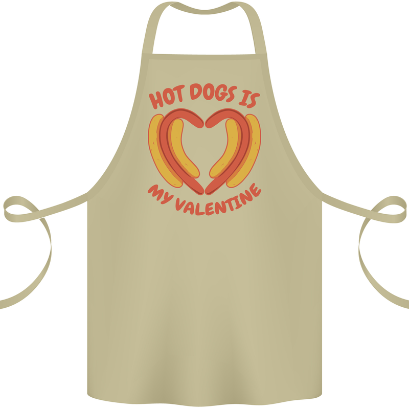 Hot Dog Anti Valentines Day Single Funny Cotton Apron 100% Organic Khaki